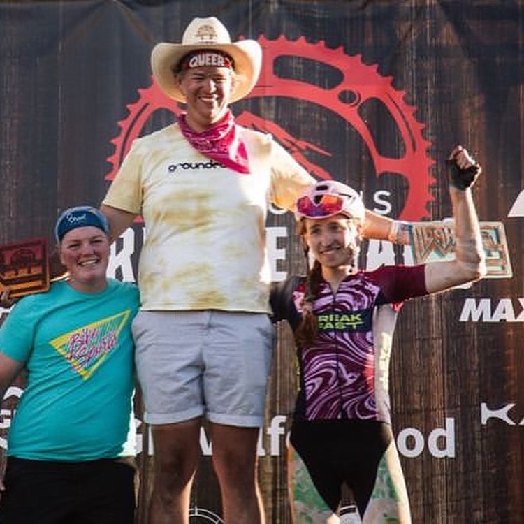 Sam on the top step of the Podium at Rebecca's Private Idaho