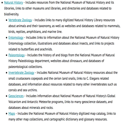 screenshot of a website listing the subject guides